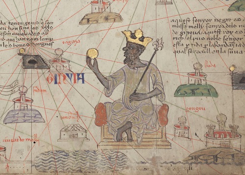The Malian emperor Mansa Musa depicted on a 14th-century Catalan map (Credit: BnF Gallica via Wikimedia Commons)